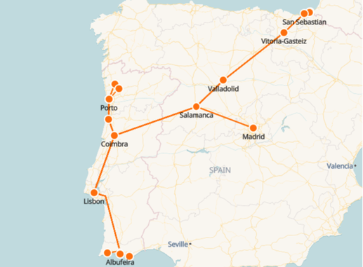 Mapa da companhia ferroviária espanhola colocou Lisboa em Santarém